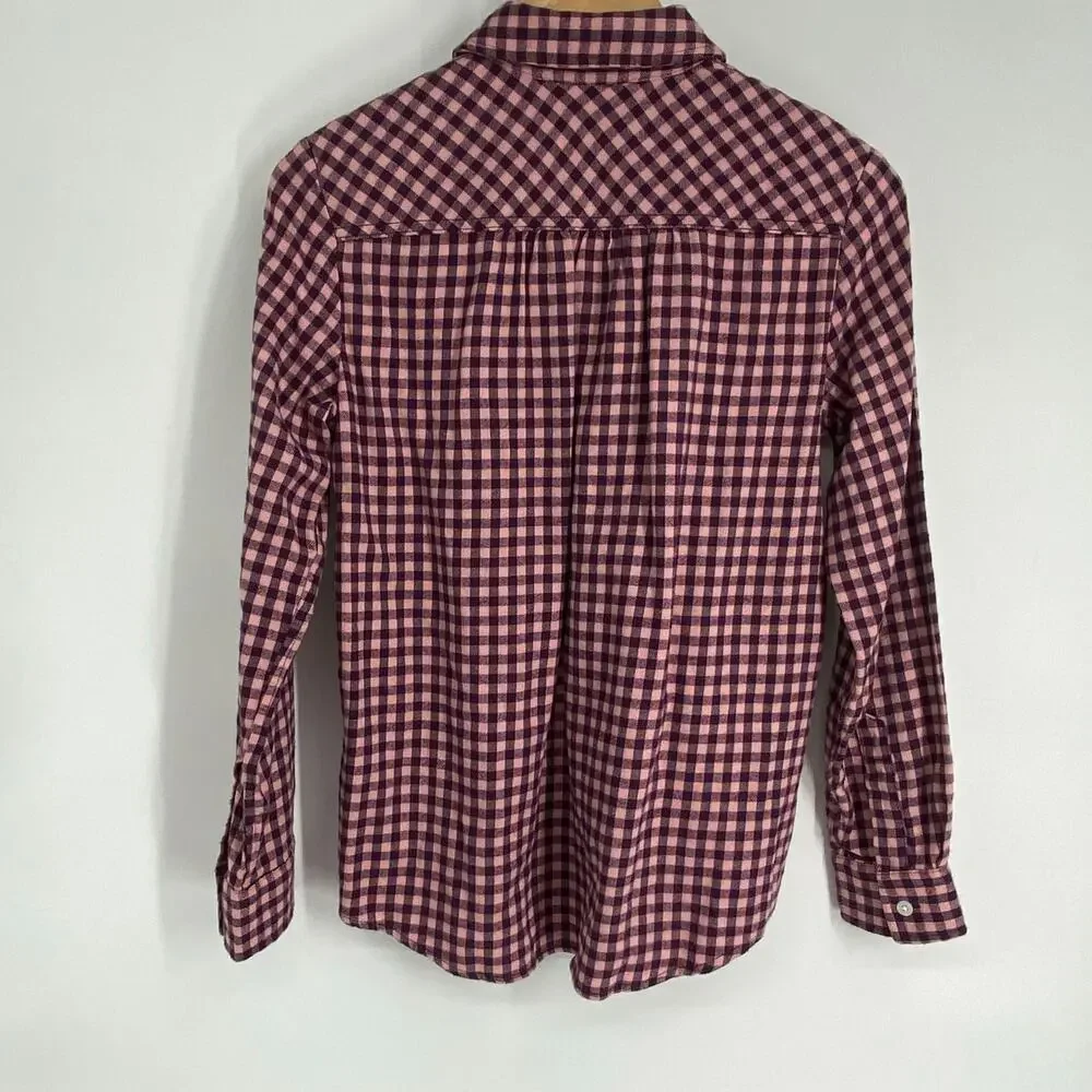 Lands‎ End Top Women’s XS Pink & Purple Gingham Plaid Flannel Fall CozyCore